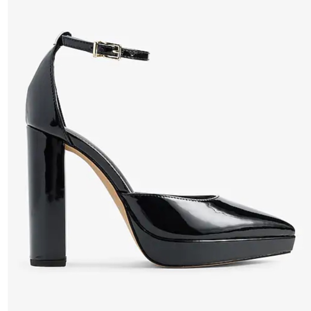 Express Closed Pointed Toe Platform Pumps High Heel Mary Jane Eggplant Size 9 - Picture 8 of 13